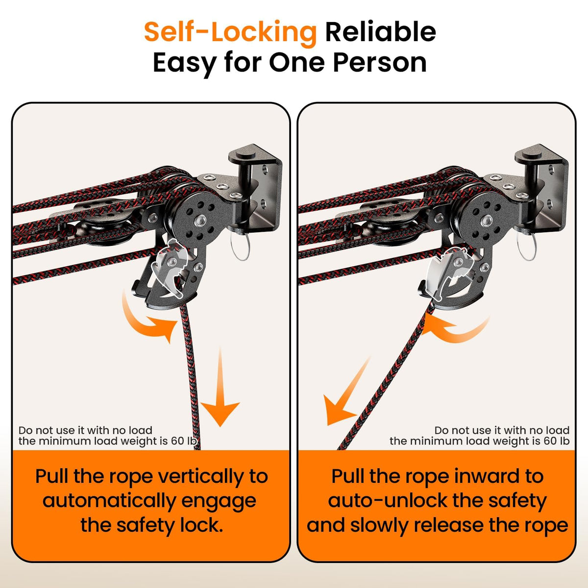 Pacikwest Garage Ceiling Storage Lift System Roof Top Tent Hoist, Heavy Duty Overhead Pulley System for Garage Storage Rack, 4-Point Lift 250lb Capacity, Adjustable Straps Fits 8-16ft Ceiling