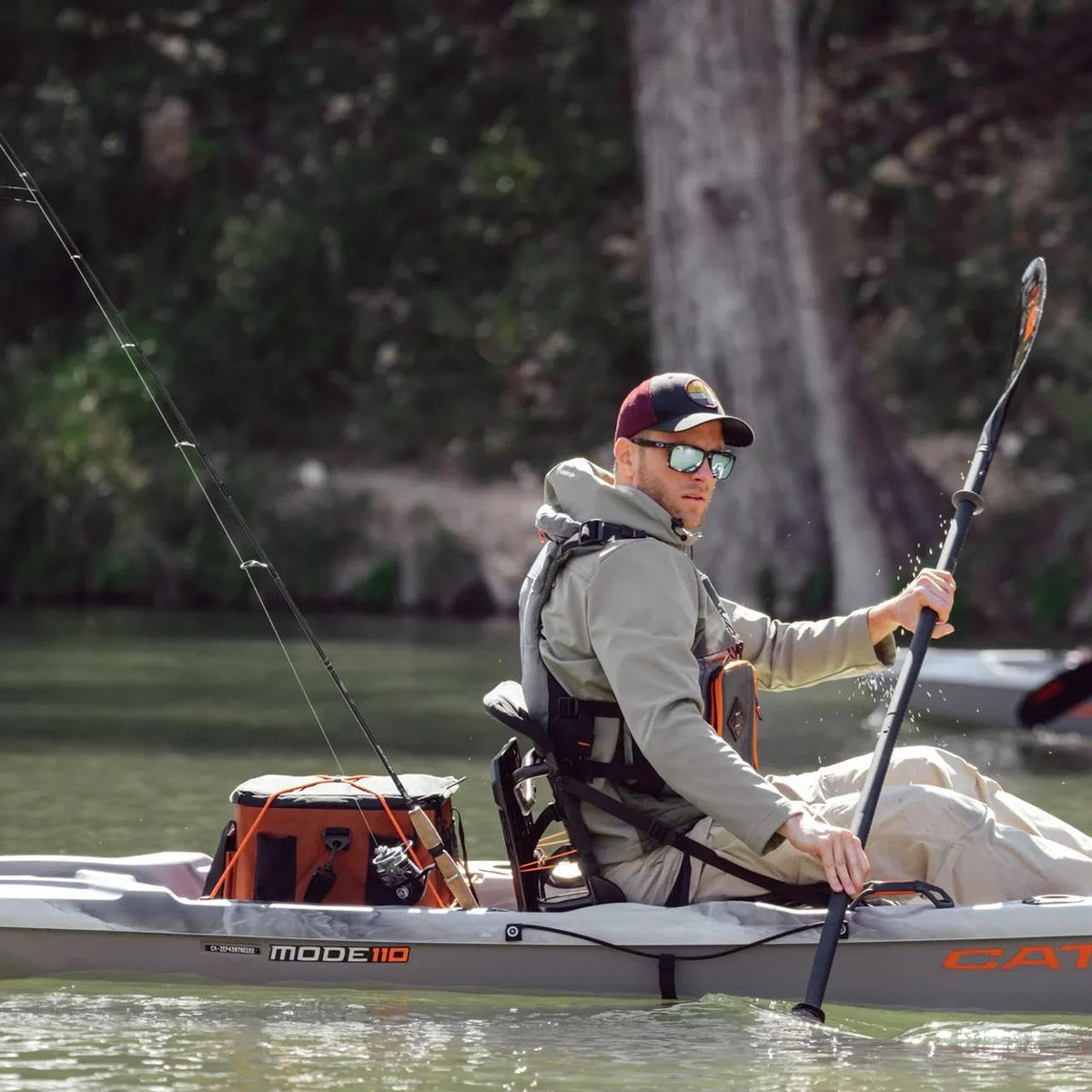 Pelican Catch Mode 110 Fishing Kayak - Premium Angler Kayak with Lawnchair seat, Granite - 10.5 Ft.