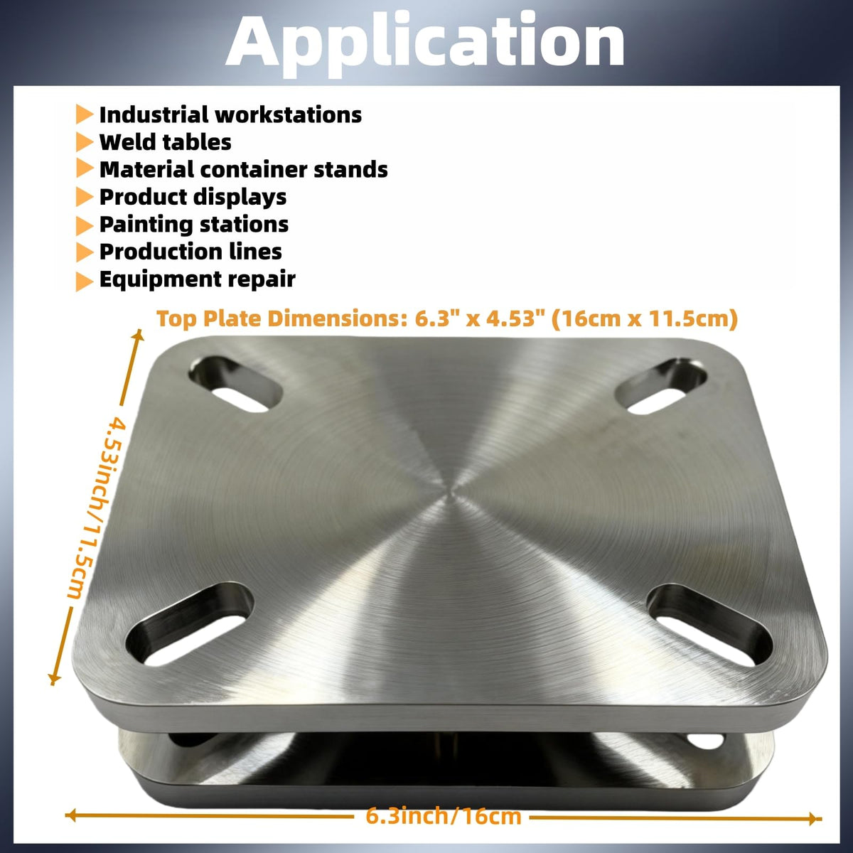 BoCID Heavy Duty Bearing Plate Turntable 5,500 Lb Rating Greaseablle, Kingpinless Design, for Workstations & Displays Industrial Ball Bearing Turntable Swivel Plate 6.3"x4.53"