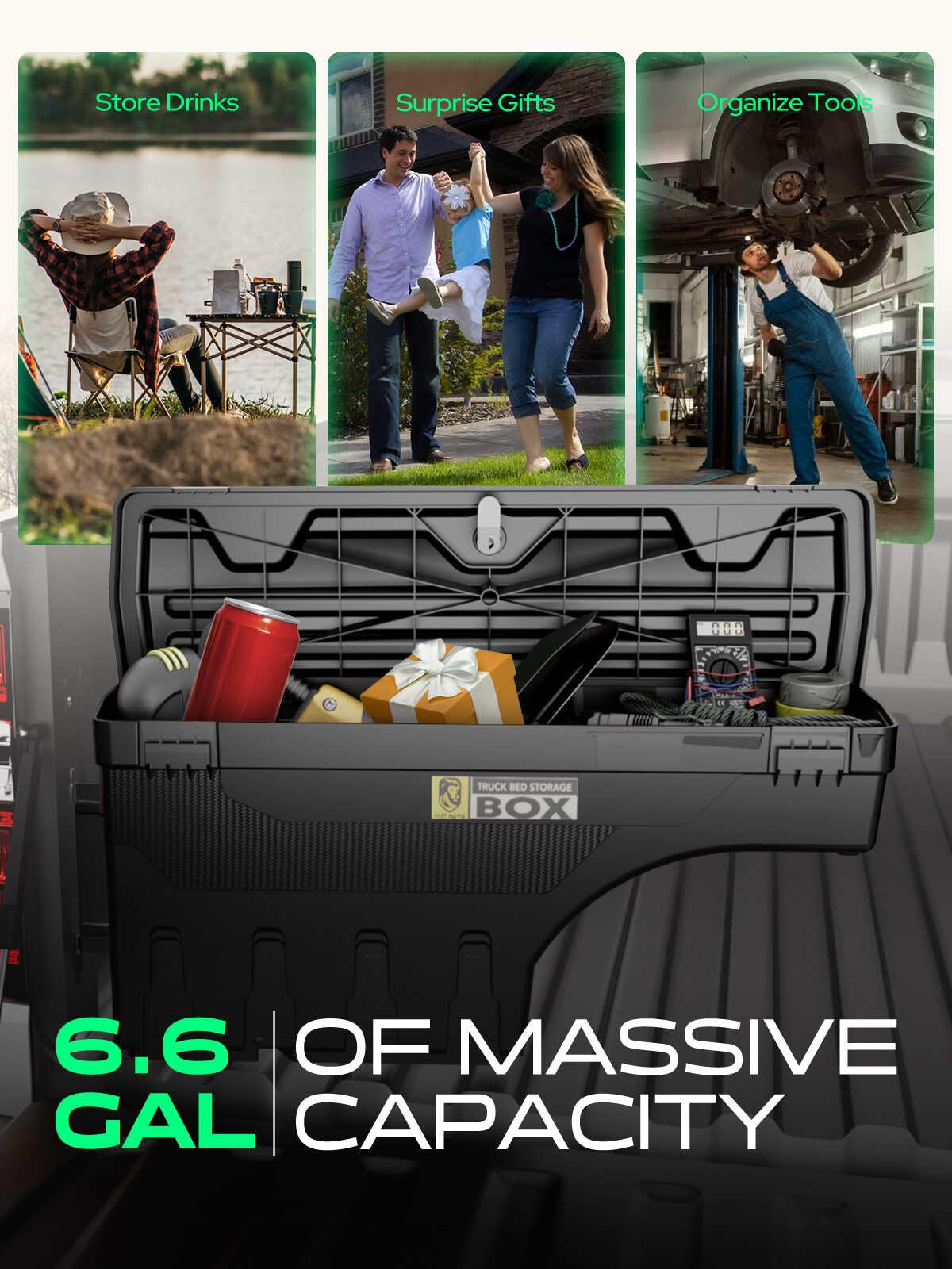 YHTAUTO Truck Bed Storage Tool Box Lockable Compatible with 1999-2007 Chevy Silverado GMC Sierra 1500/2500/3500 & HD(Fit 2007 Classic), Driver Side, Swing Waterproof Wheel Well ToolBox