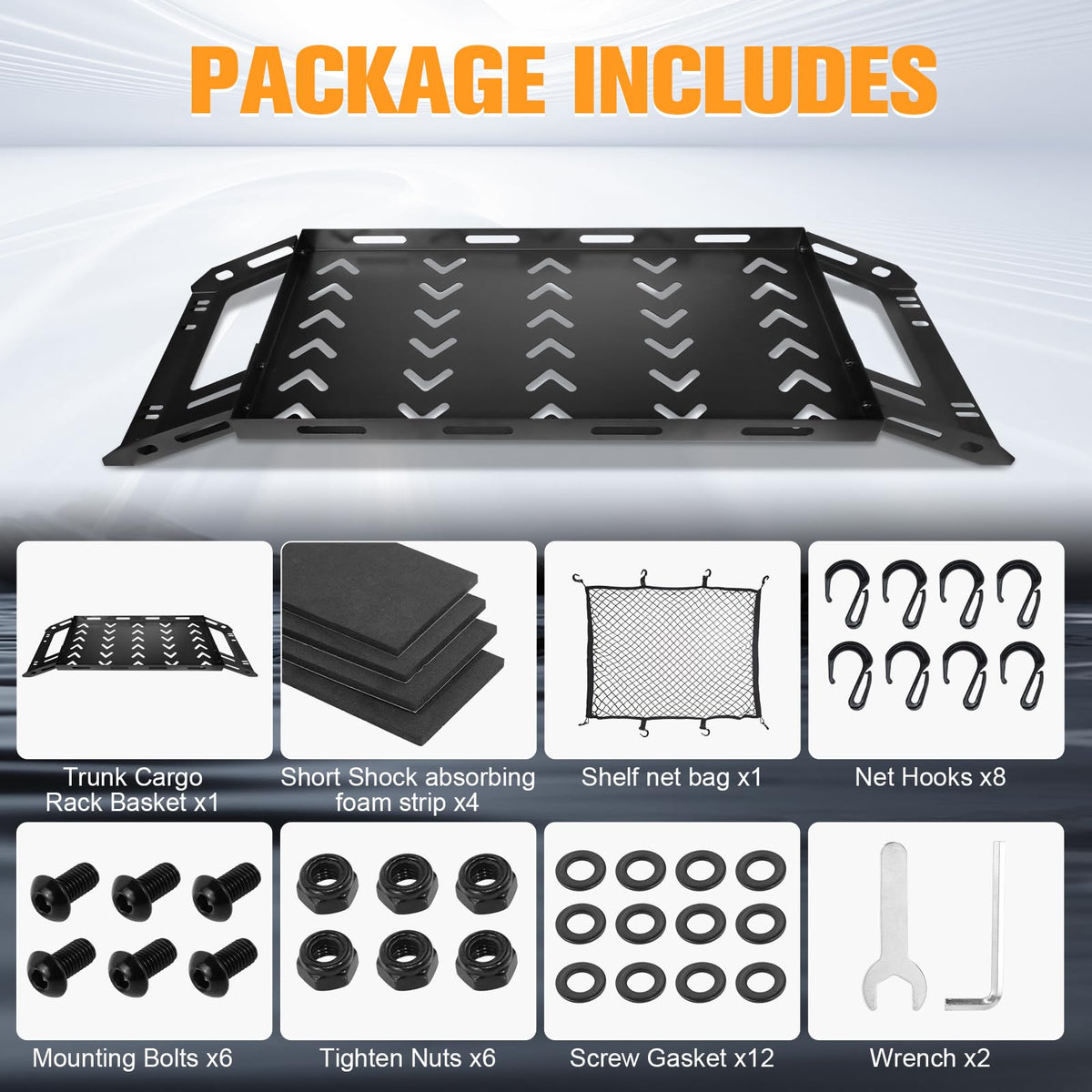 W&JWN Rear Trunk Cargo Rack Basket Tray Compatible with Jeep Wrangler JK JKU JL JLU 4-Door Hardtops 2007-2026 Sturdy Steel Interior Luggage Rack Shelf for Camping Trip Gear（400LBS）