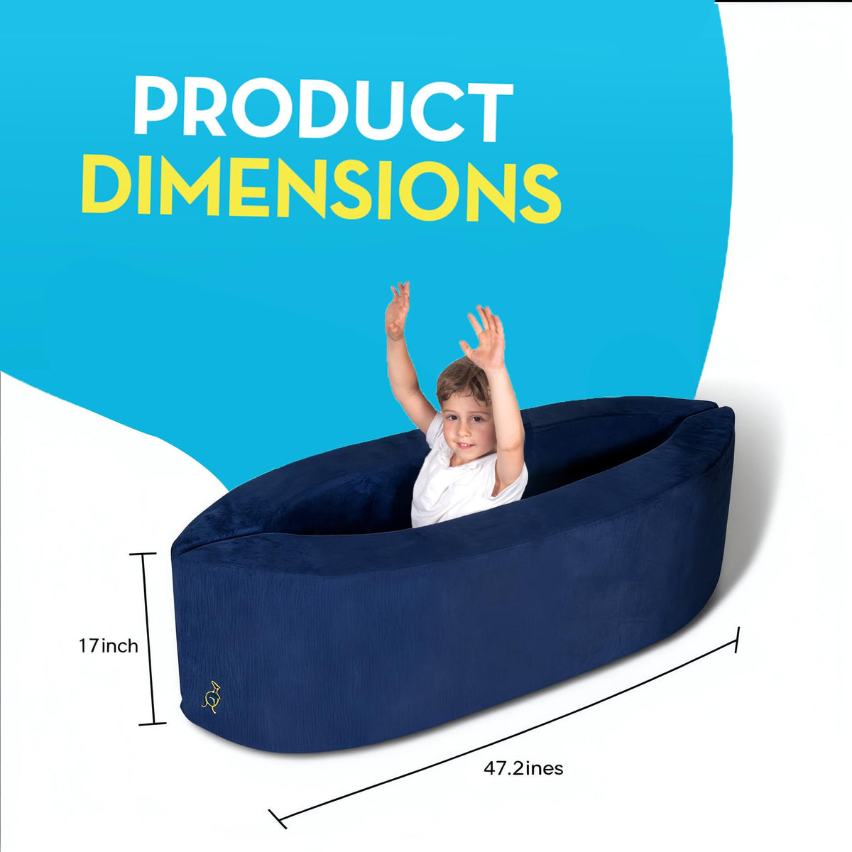 TED KANGAROO Sensory Chair for Kids — Sensory Soft Canoe for Children – Deluxe Adjustable Compression Peapod Foam Dark Blue