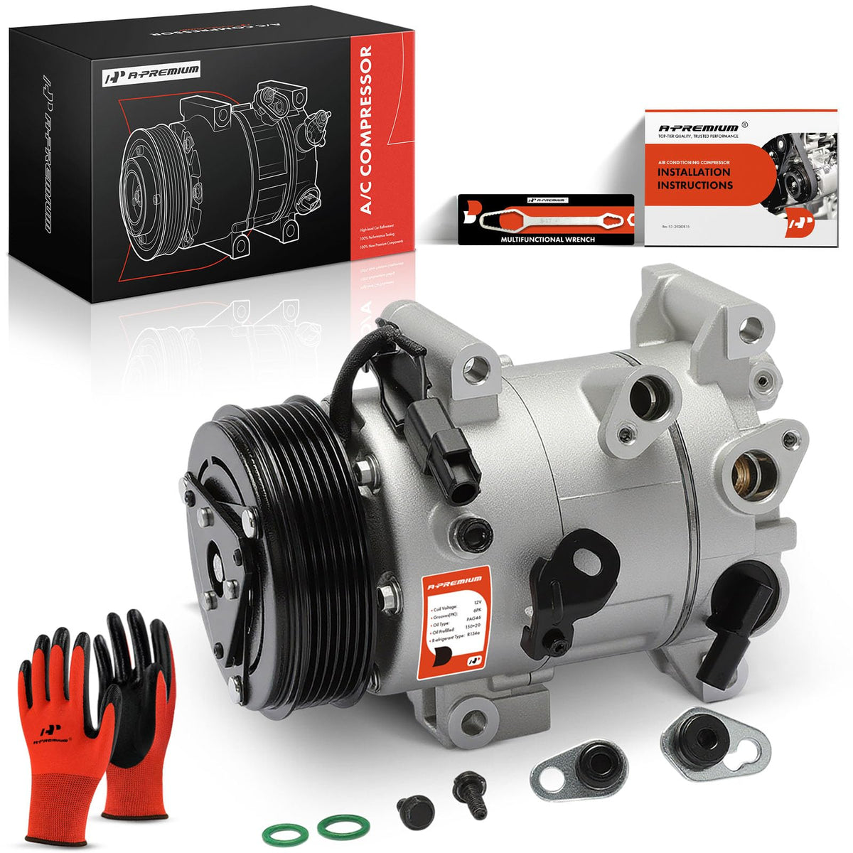A-Premium Air Conditioner AC Compressor with Clutch Compatible with Mazda 3 2022-2024, CX-30 CX30 2023, CX-50 CX50 2024, 2.0L 2.5L