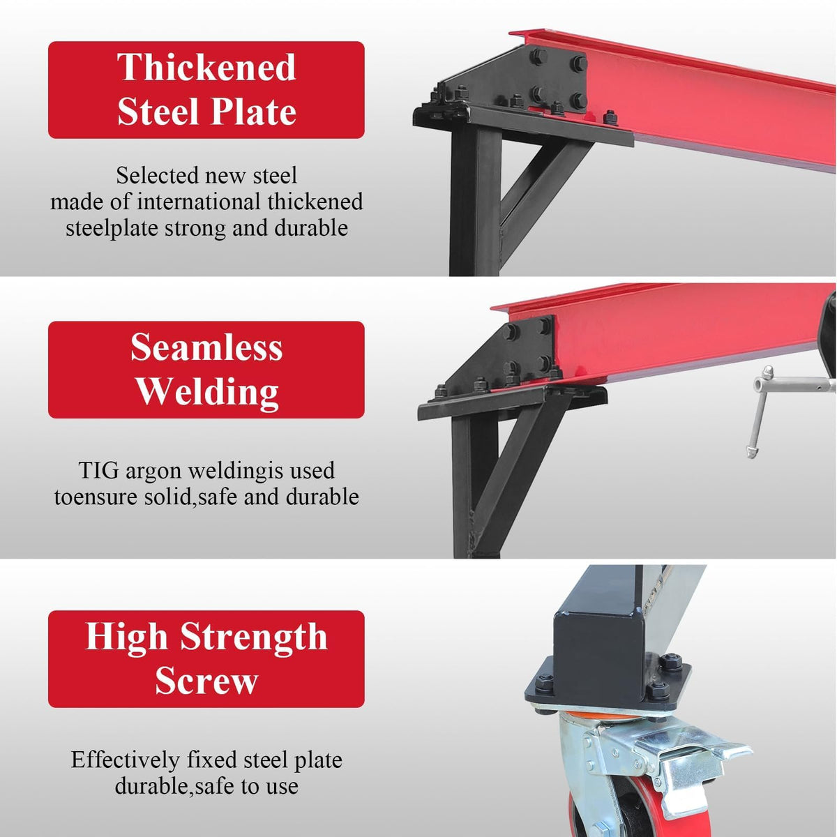 2 Ton Gantry Crane - MAX4400Lbs, Shop Crane with 360° Locking Wheels & Adjustable Height 100.4" to 147.6", Lifting Gantry for Factories Warehouses Garage Use