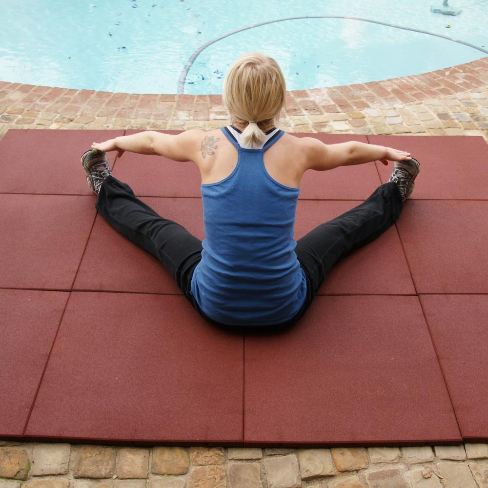 Rubber-Cal Eco-Sport Interlocking Tiles - 1 x 19.5 x 19.5 Inch - 6 Pack - 15.84 Square Feet Coverage - Terra Cotta