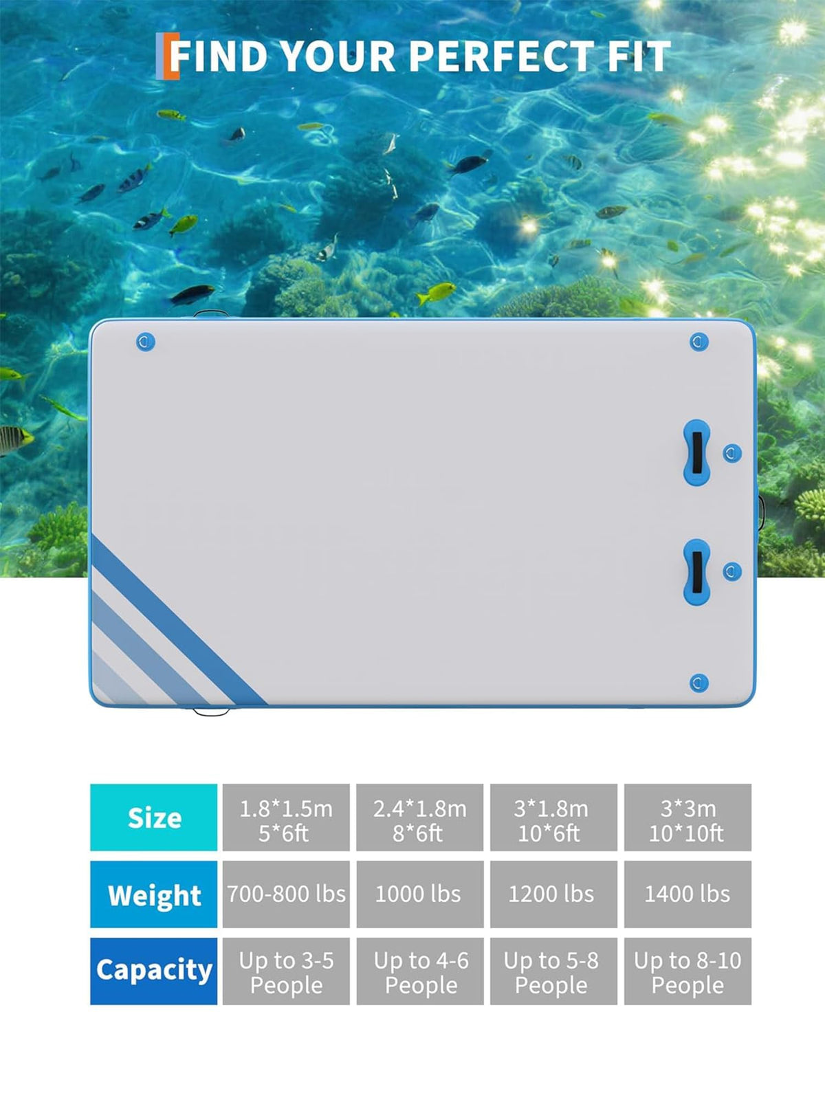 Inflatable Floating Dock Air Dock Platform Non-Slip Surface Thick Lake Floats with Portable Carrying Bag, Air Pump for Lakes, Pool, Beach, Ocean