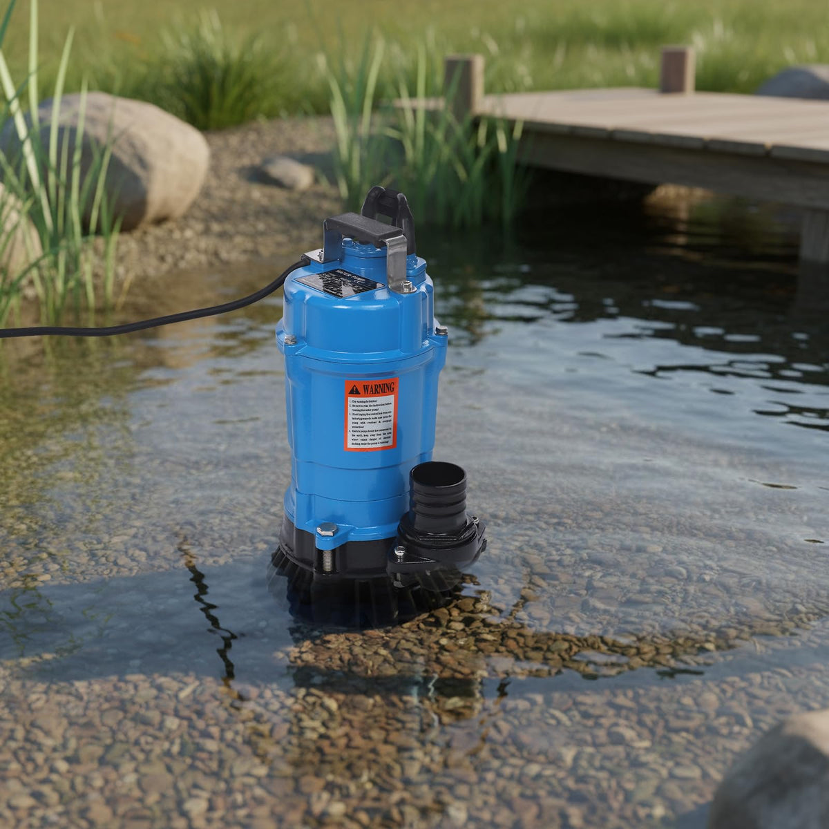 banborba 1 HP Submersible Trash Pump, 110V Submersible Sump Pump, Sewage Pump with 59 ft Max Lift, Drain Dirty Clean Water for Pools, Garden, Pond, Basement, Flooded Area - Blue
