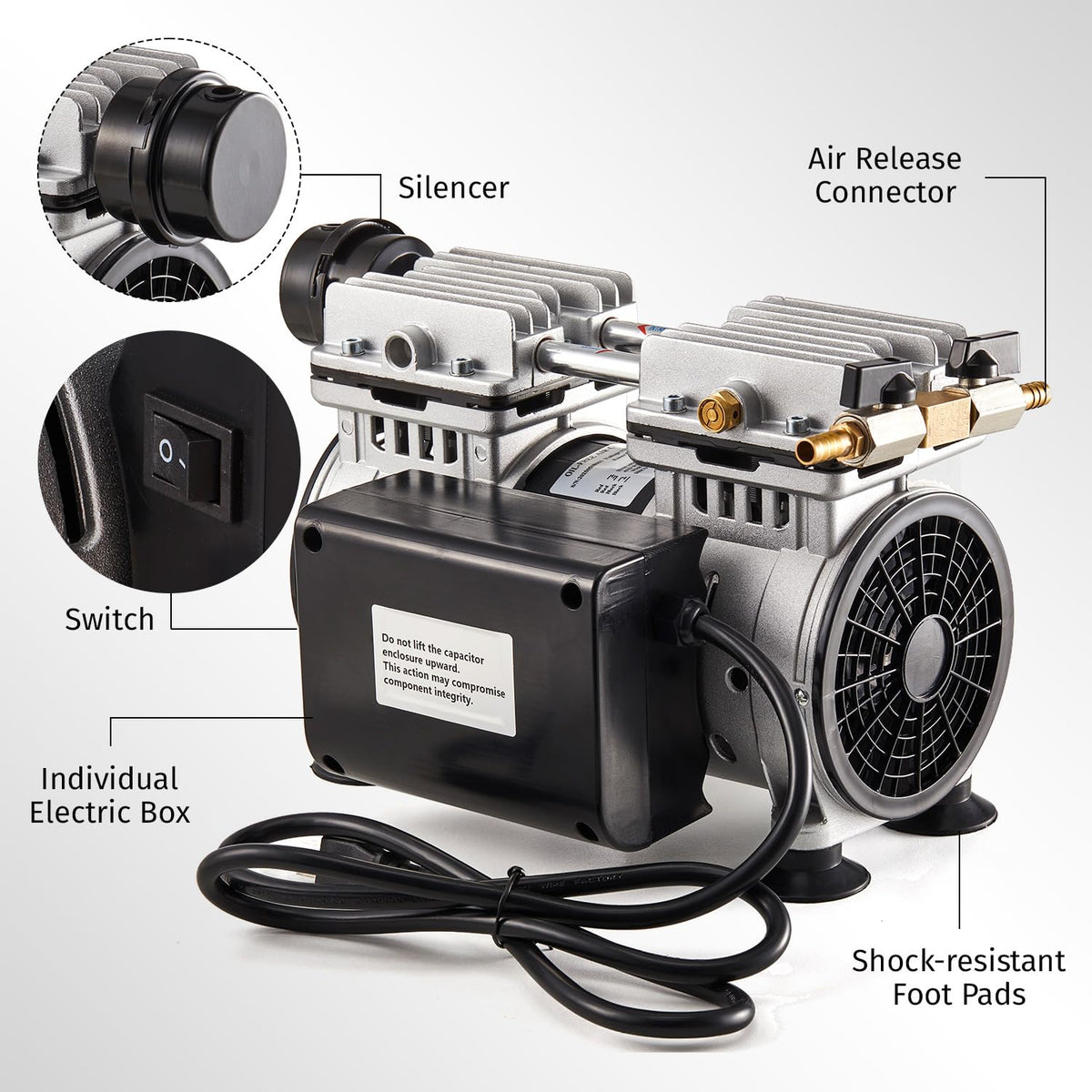 MEISHUNDA Pond Aeration Pump,550W Power 5.2CFM for Up to 3 Acre with Timer,3/4 HP Compressor,NO Diffuser