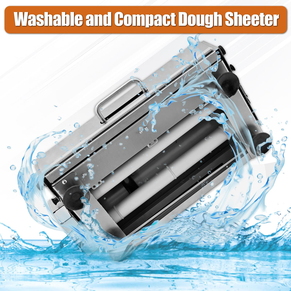 12" Folding Dough Sheeter with Sheeter Board, Stainless Steel Manual Dough Roller Machine, Compact Dough Sheeter, Adjustable Thickness Settings for Bread Marzipan and Puff Pastry (Type A300)