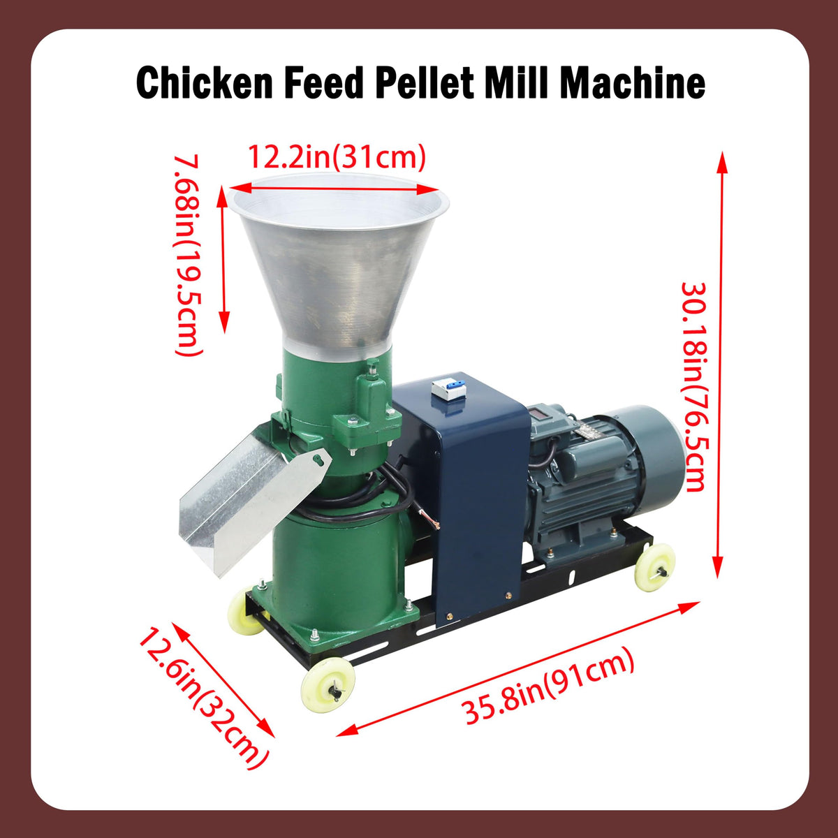 LGXEnzhuo 220V 6MM Feed Granulator Feed Pellet Mill Machine Feed Pelletizer Feed Pellet Making Machine with 2 Head Press Roller for Aquaculture Farm Feed Processing Plants 3KW