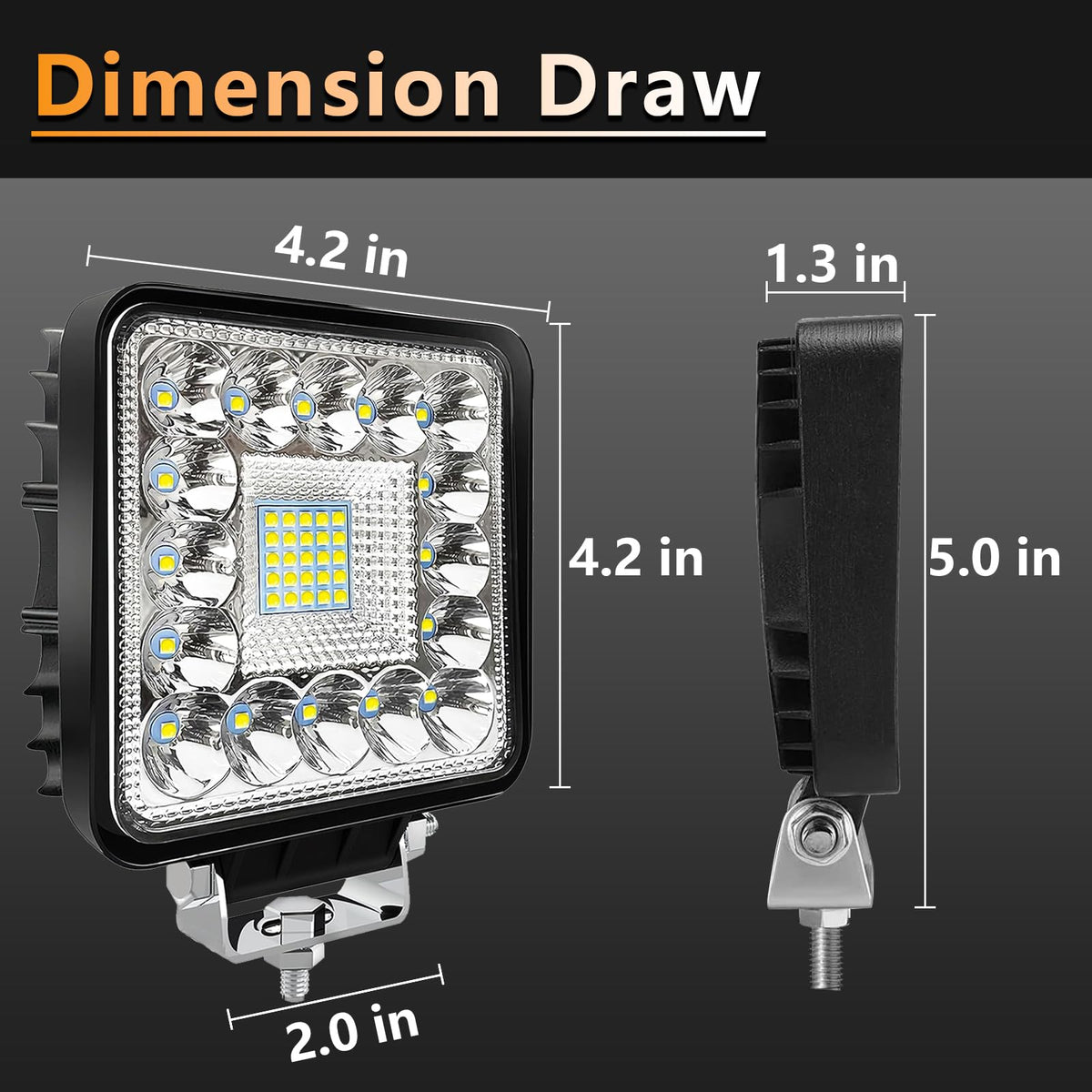 SAN YOUNG LED Light Pods, 120W 10000lm 12V 24V 4 Inch LED Work Lights for Truck Tractor ATV UTV RV Boat Pickup Golf Cart Snowblower Heavy Duty Equipment LED Off Road Driving Lights, 20 Cube