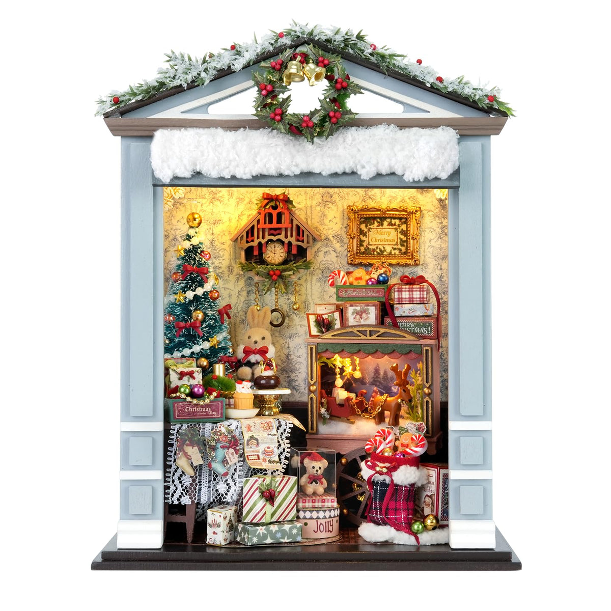 DIY Miniature Christmas House Kit Joyful Gatherings Creative Dollhouse Building Set Holiday Home Decor Craft for Adults