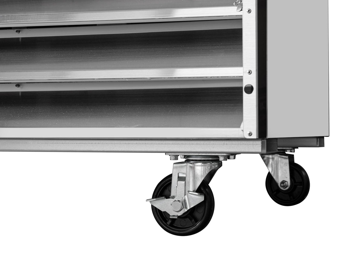 KoolMore Commercial Stainless-Steel Upright Freezer with Reach-In Self-Close Glass Doors, 6 Storage Shelves, Heavy-Duty Caster Wheels, Frost-Free Temperature Control - 47 Cu.Ft [Silver] (RIF-2D-GD)