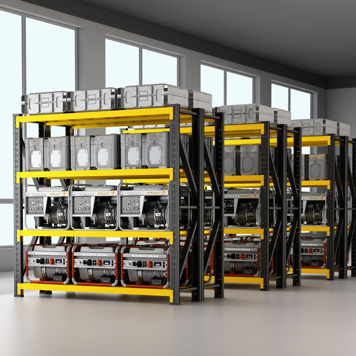 Qxdyt 3000LBS Heavy Duty Storage Shelves,78''H Metal Garage Shelving, 4-Tier Adjustable Garage Organization Shelving Units, Industrial Shelving for Warehouse,Workshop- Black & Yellow