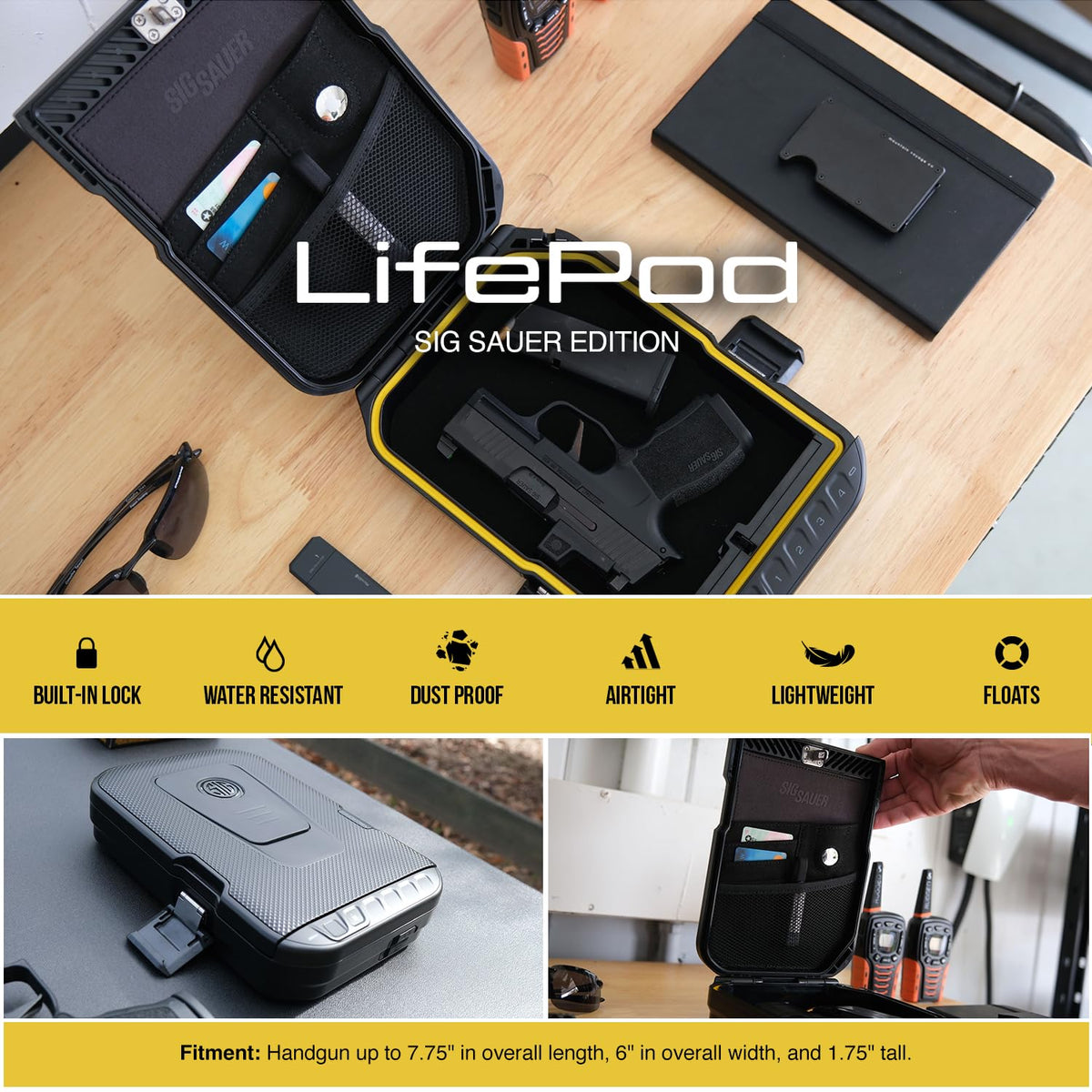 VAULTEK SIG SAUER Edition LifePod Secure Waterproof Travel Case Rugged Electronic Lock Box Travel Organizer Portable Handgun Case with Backlit Keypad (Non-Biometric)