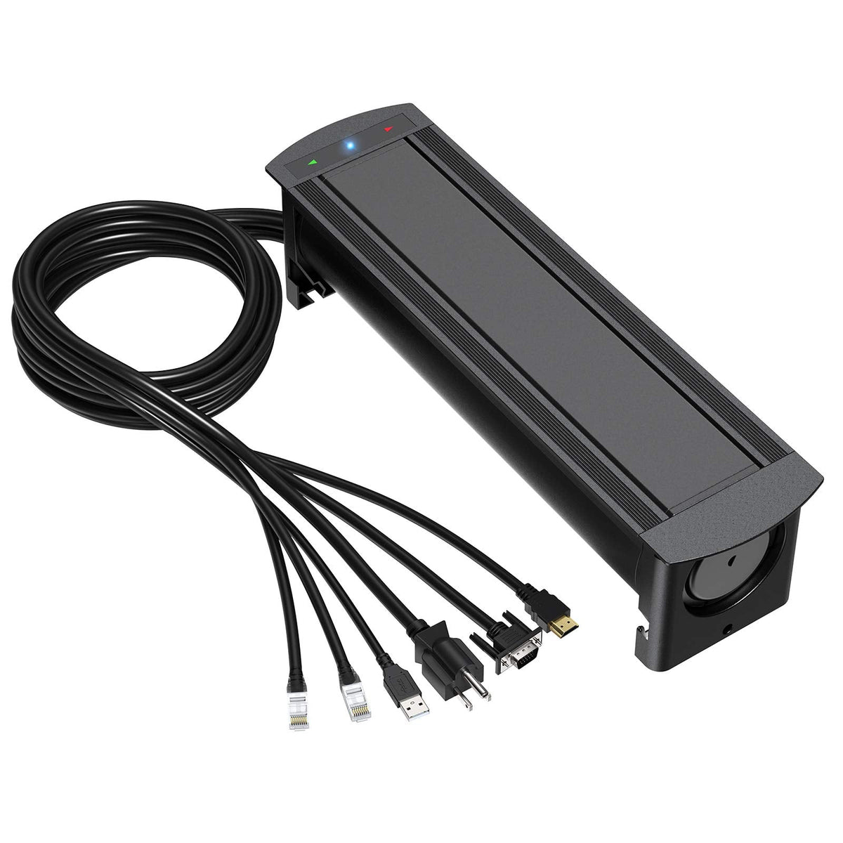 WEBANG Motorized Automatic Recessed Connectivity Box Outlet for Conference Room Table with 3 AC Receptacle, 2 RJ45, 2 USB Charger, 1 USB3.0, 1 HDMI, 1 VGA, Black