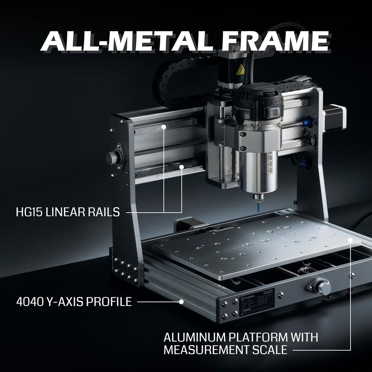 Genmitsu 3020-PRO Ultra CNC Router Machine, Upgraded 710W Spindle, All-Metal Engraver for Metal, Wood, Acrylic, PCB, MDF, Built-in Motherboard Fan, Work Area 11.8"x8.1"x3.1"