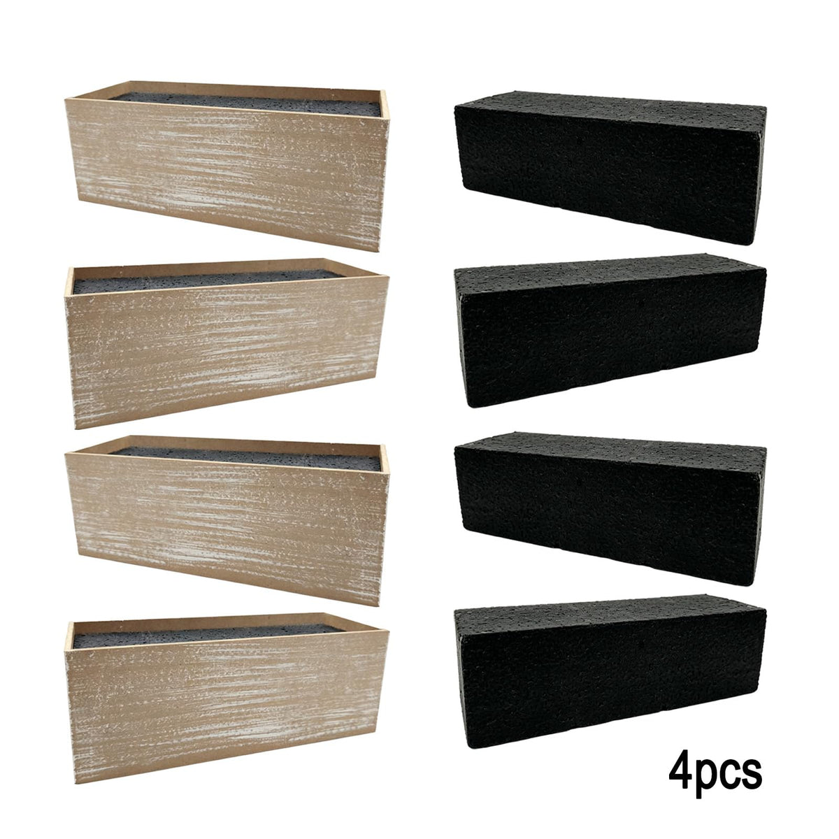 LIUXINJIAN-RHX Wood Boxes for Centerpieces 12x4 Inch Rectangle Wooden Planter Box Rustic Wood Planter with Removable Plastic Liner Floral Foam Blocks for Centerpieces Home Wedding Garden Decor (4)