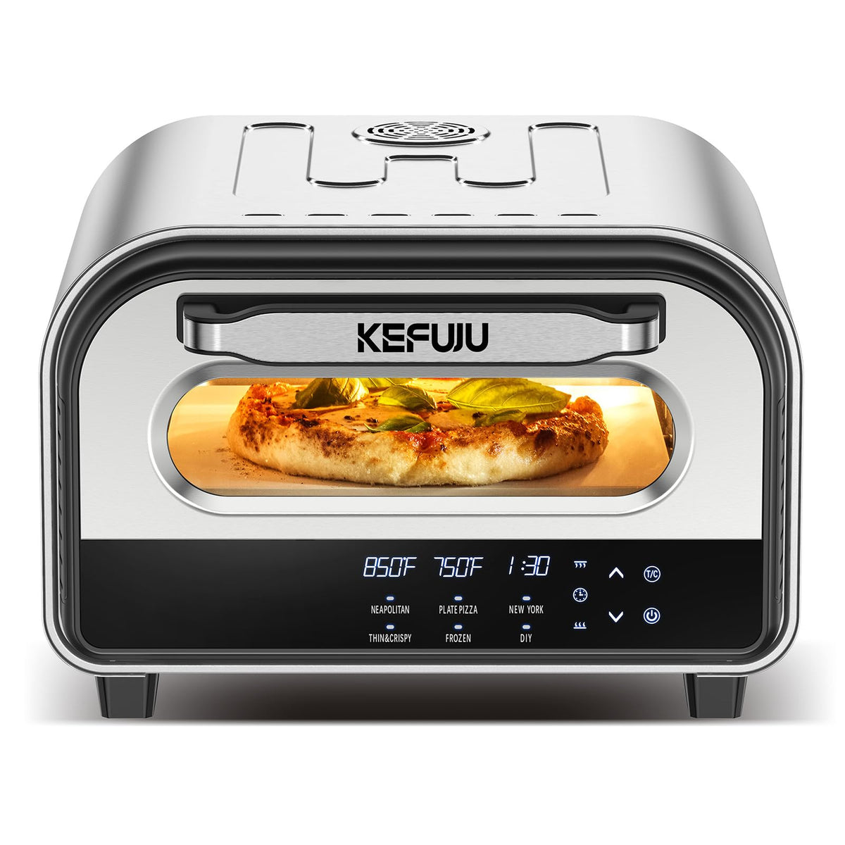 Pizza Oven Indoor,pizza maker,Makes 12 Inch Pizzas in 90s at 850°F,Countertop Electric Pizza Oven with Continuous Baking Without Reheating,Pizza Cooker with 6 Preset Modes,Pizza Stone&Peel Included