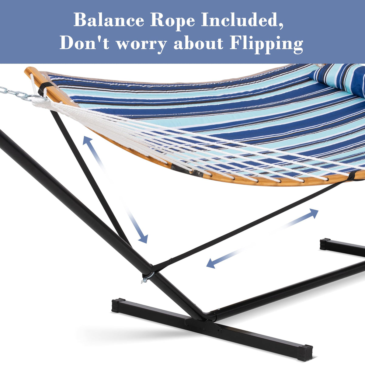 SUNCREAT 2 Person Outdoor Hammock with Curved Spreader Bar for Outdoor, Black Extra Large Hammock Bag Carrying Bag