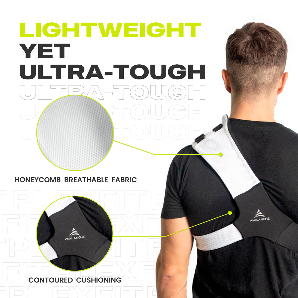PLEXFIT Athletic Arm Sling Class A Medical Device - Shoulder Sling Immobilizer for Injury Support - For Elbow & Wrist Too - Men & Women (Large Left, White & Black)