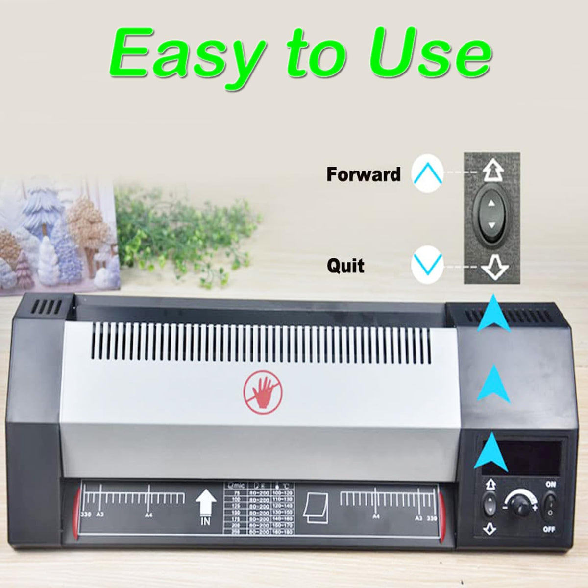 INTBUYING A3 Cold Hot Dual Use Laminator 13" Width 10Mil Thickness Heating time 3-5Min Commercial Laminator for Home Office 4 Roll 110V