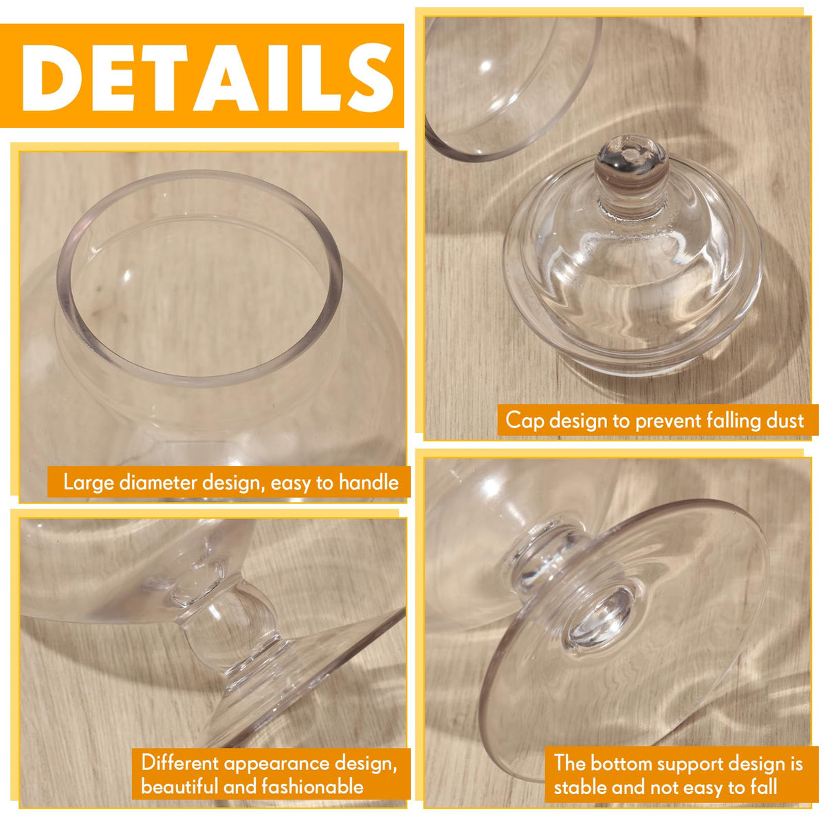 Hushee 8 Pcs Large Apothecary Candy Jars with Lids Glass Clear Candy Buffet Containers Set Apothecary Kit Candy Dishes with Lids for Bathroom Candy Bar Kitchen Decoration