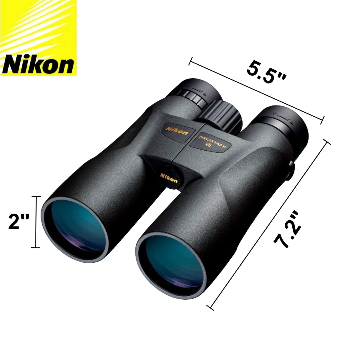 Nikon PROSTAFF 5 12x50 (7573) Black Binoculars Bundle with Lens Pen and Cleaning Cloth, Compact Binoculars for Adults for Hunting, Bird Watching, and Hiking Essentials, Zoom, Travel
