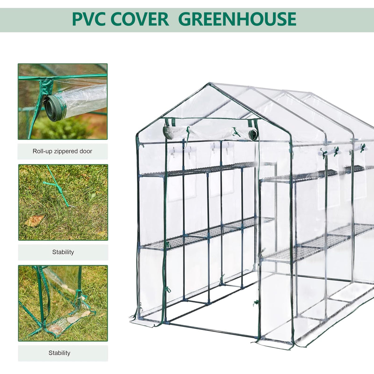 Outdoor Walk-in Greenhouse with 6 Shelves, 85"x56"x77" Heavy Duty Weatherproof Plant House Tent, UV-Resistant Garden Greenhouse with Mesh Windows & Sturdy Iron Frame for Backyard