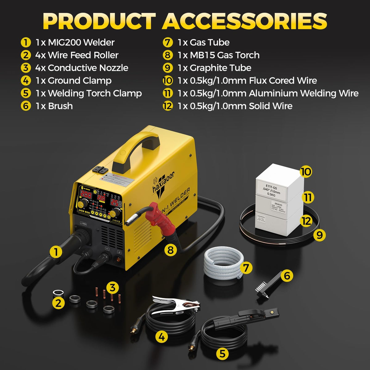 200A MIG Welder 110V/220V Dual Voltage 6 IN 1 MIG/Stick/Flux/Lift TIG Welder,Synergistic Control,LED Display,IGBT Portable Welding Machine for Steel Stainless Steel DIY & Fabrication