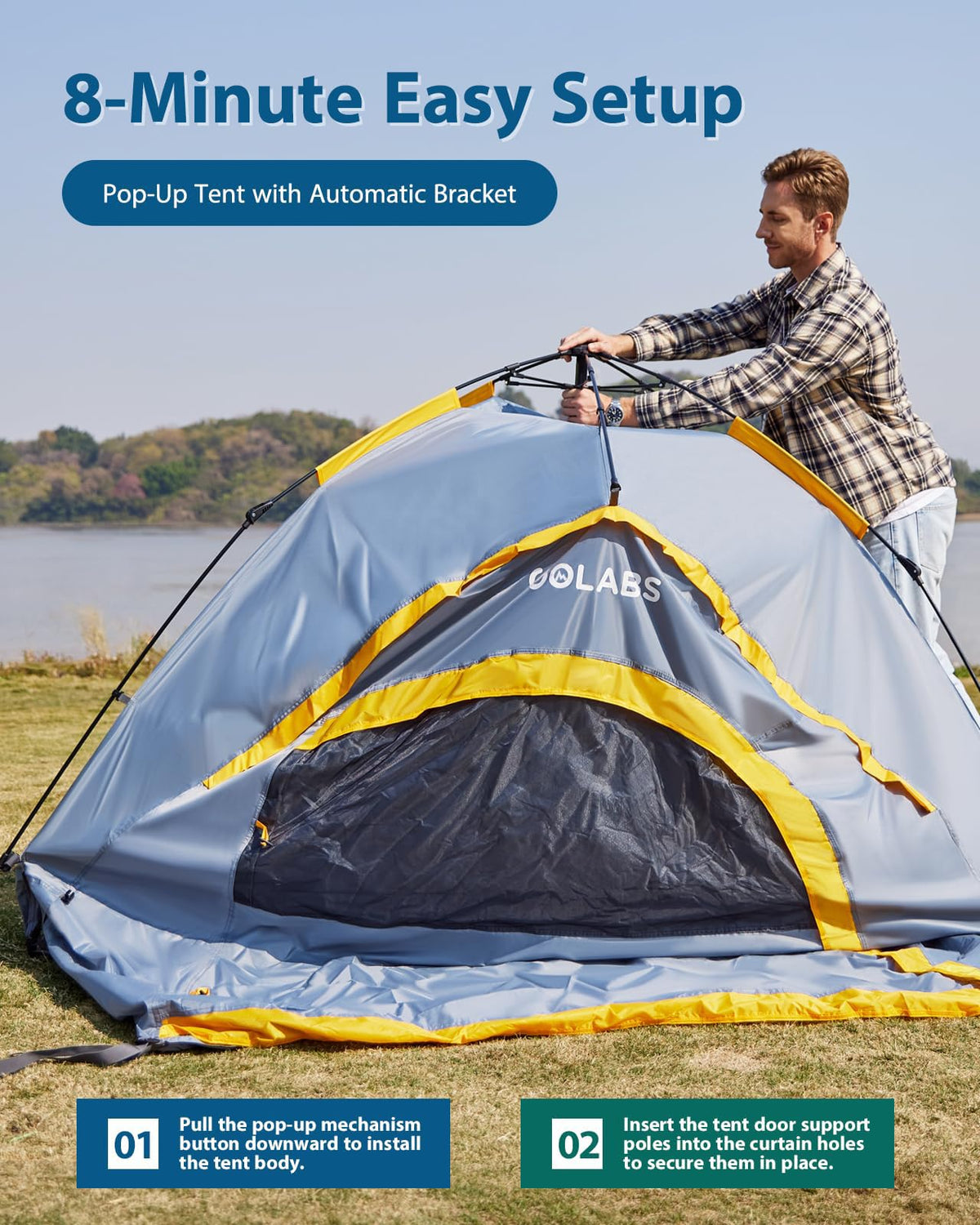Golabs Truck Bed Tent for 5-6 Ft Bed, 8-Minutes Easy Setup by Pre-Attached Poles, Waterproof PU2000mm & 210D Oxford Fabric, 2-Person Portable with Extra Rainfly Cover, Include Storage Bag& Pocket&Hook