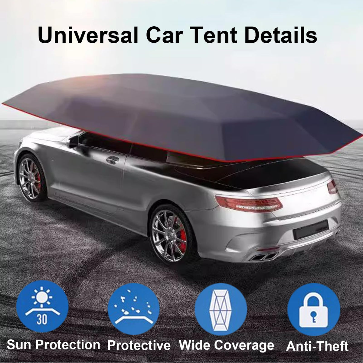 Semi Automatic Car Umbrella for Roof, Universal Car Tent with Bracket, 4.8M Portable Protection Carport, Folded Cars Sun Shade Movable Canopy for Sedan SUV