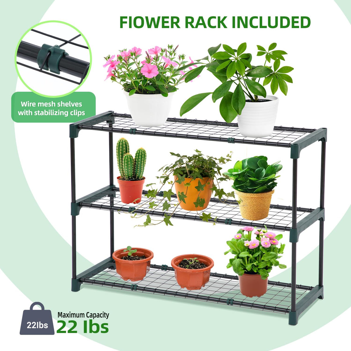 Ohuhu Portable Lean to Greenhouse with 3 Pack Plant Shelves, White