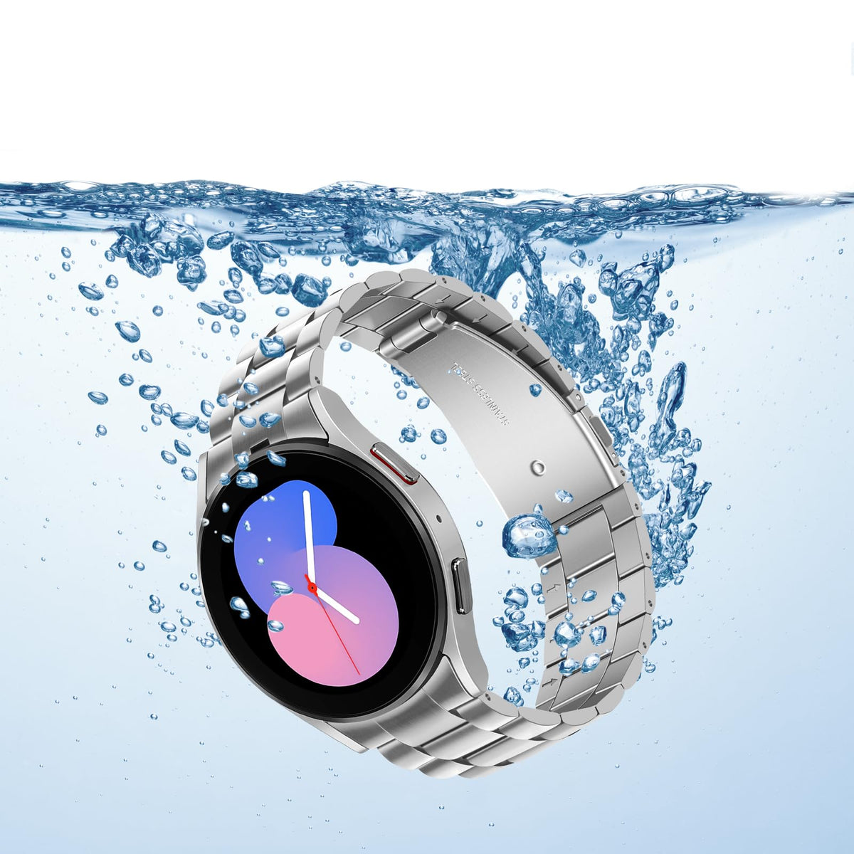 Anlinser No Gap Bands Compatible with Samsung Galaxy Watch 7/6/5/4/FE Band 44mm 40mm/Watch 6 Classic Band 47mm 43mm/Watch 5 Pro 45mm/Watch 4 Classic, 20mm Metal Strap for Women Men, Silver