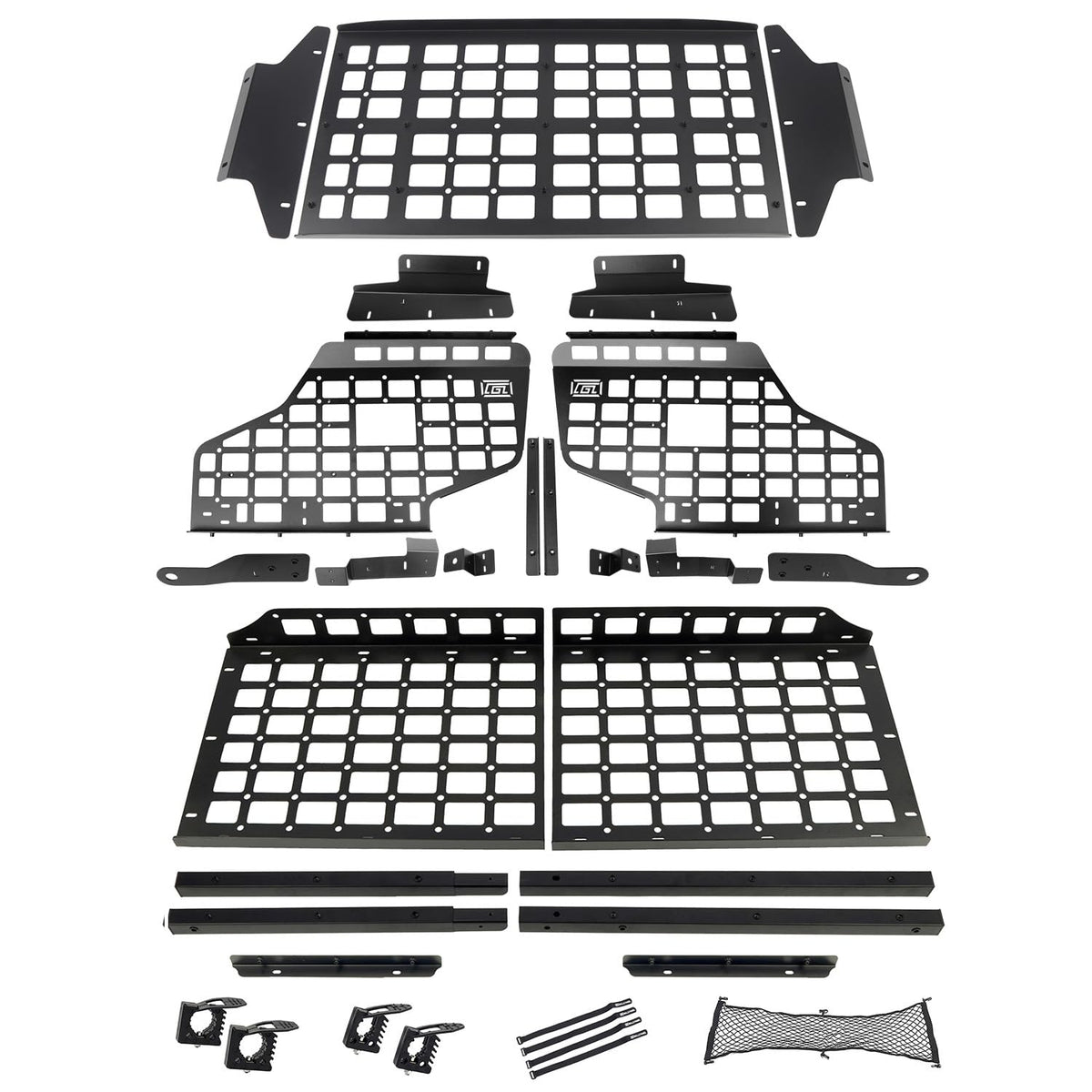 HIGH FLYING for Toyota Prado LC150/Lexus GX460 Rear Window & Overhead Roof Molle Panels Storage Modular System Trunk Shelf Organizer Rear Cargo Racks