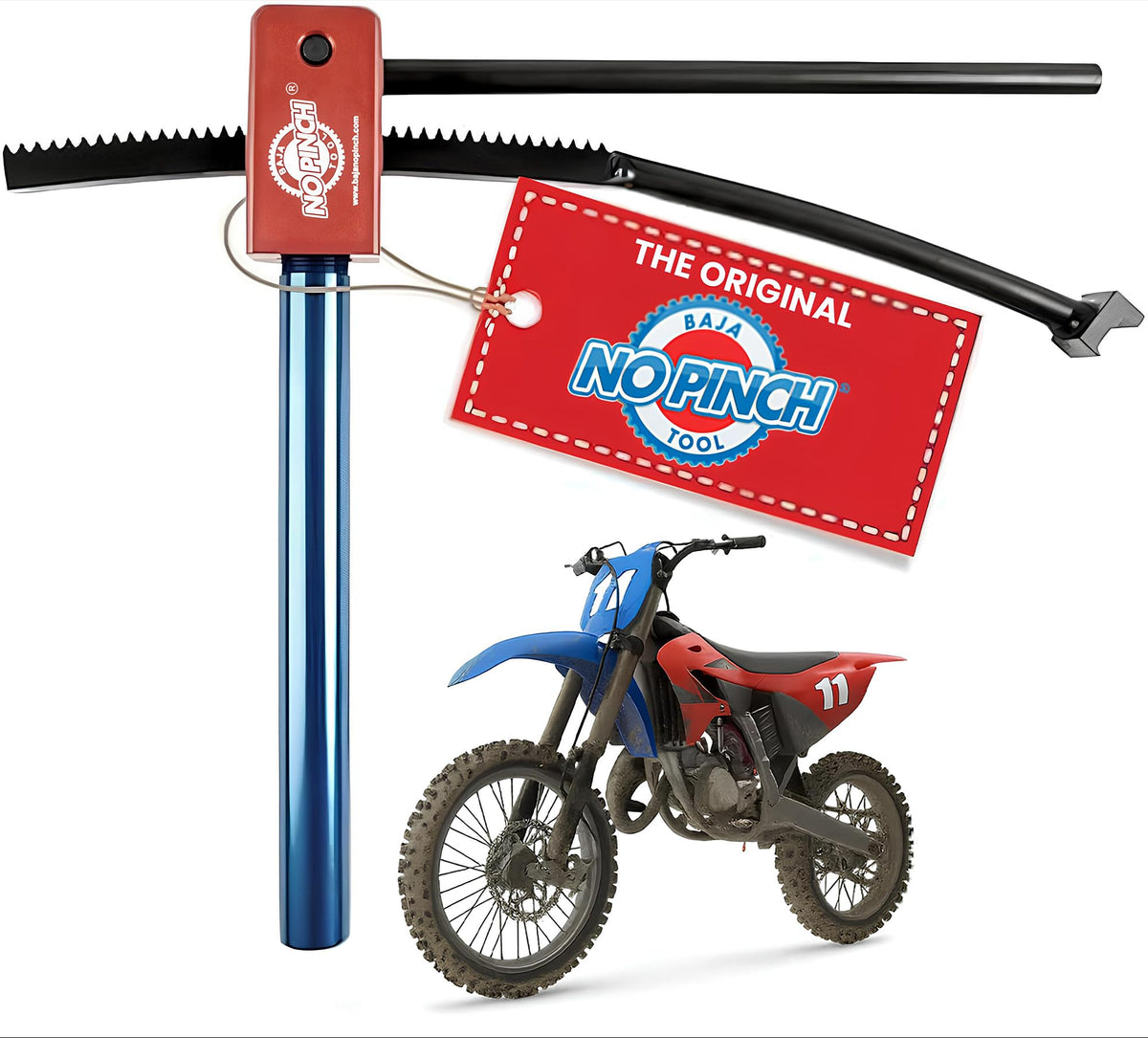 Baja No Pinch Tool Original Tire Changing Kit – Dirt Bike Tire Changing Tools for Enduro and Motocross – Compact Tool for 16" to 21" Wheels – Prevents Tube Pinching – Fits 20mm Axles