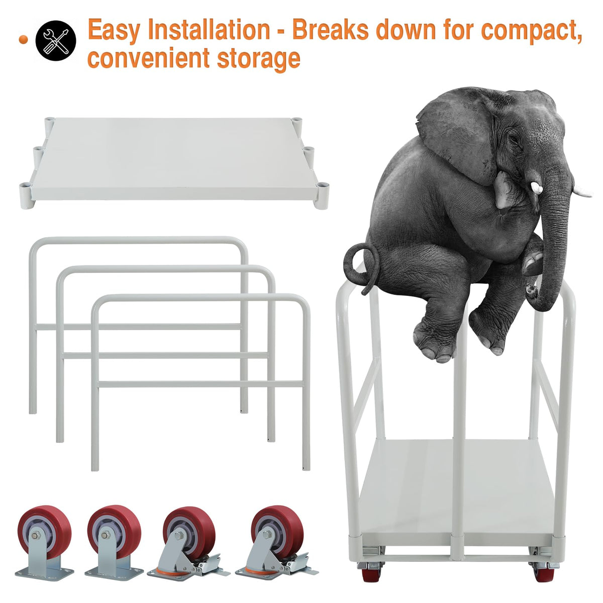 2500 LBS Heavy Duty Platform Truck Cart with 4 Side Handrails with 4 Rubber Swivel Casters for Loading and Storage