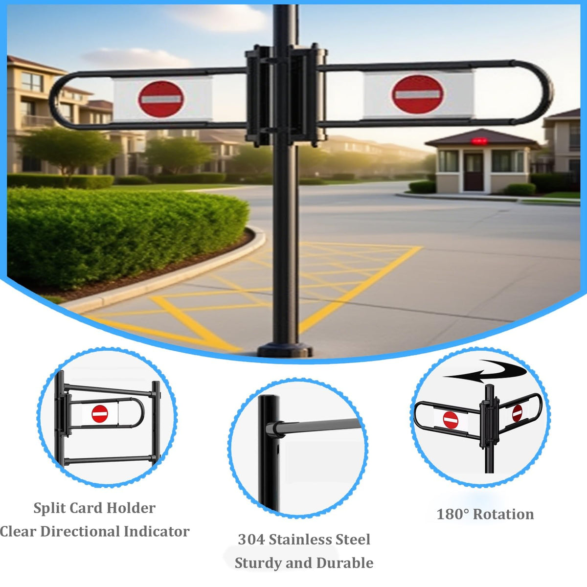 GFAZXDS Stainless Steel Supermarket Cashier Counter Safety Gate 1Way Pedestrian Access Door Automatic SpringLoaded Swing Gate for Library,Black-200X100CMX6.3CM