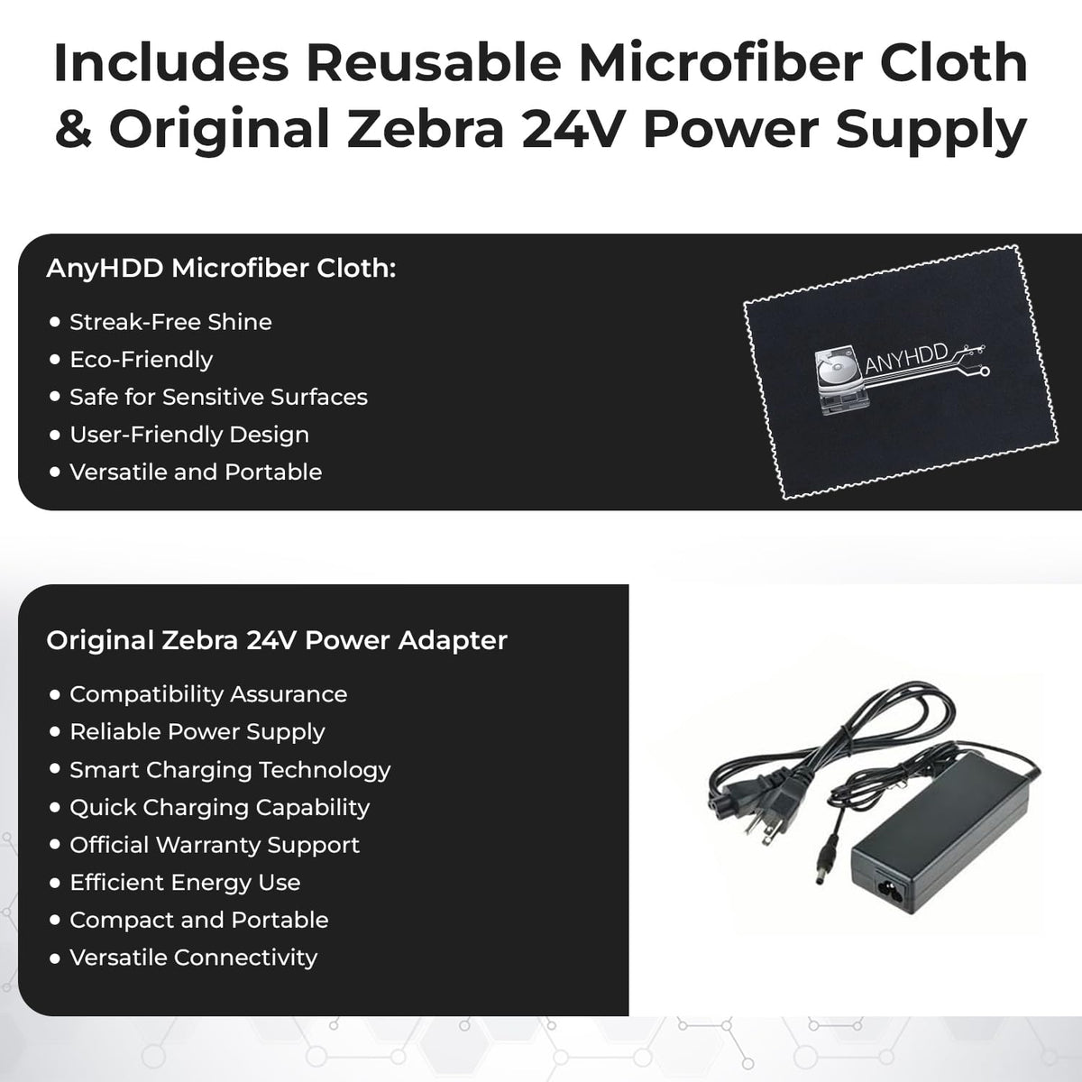 Zebra ZD421 (ZD4A042-D01M00EZ) USB/Bluetooth - Zebra GK420d Replacement, Direct Thermal Label Printer 203 dpi with 4x6 Thermal Roll + Power Adapter + USB 2.0 Cable + Microfiber Cloth Included