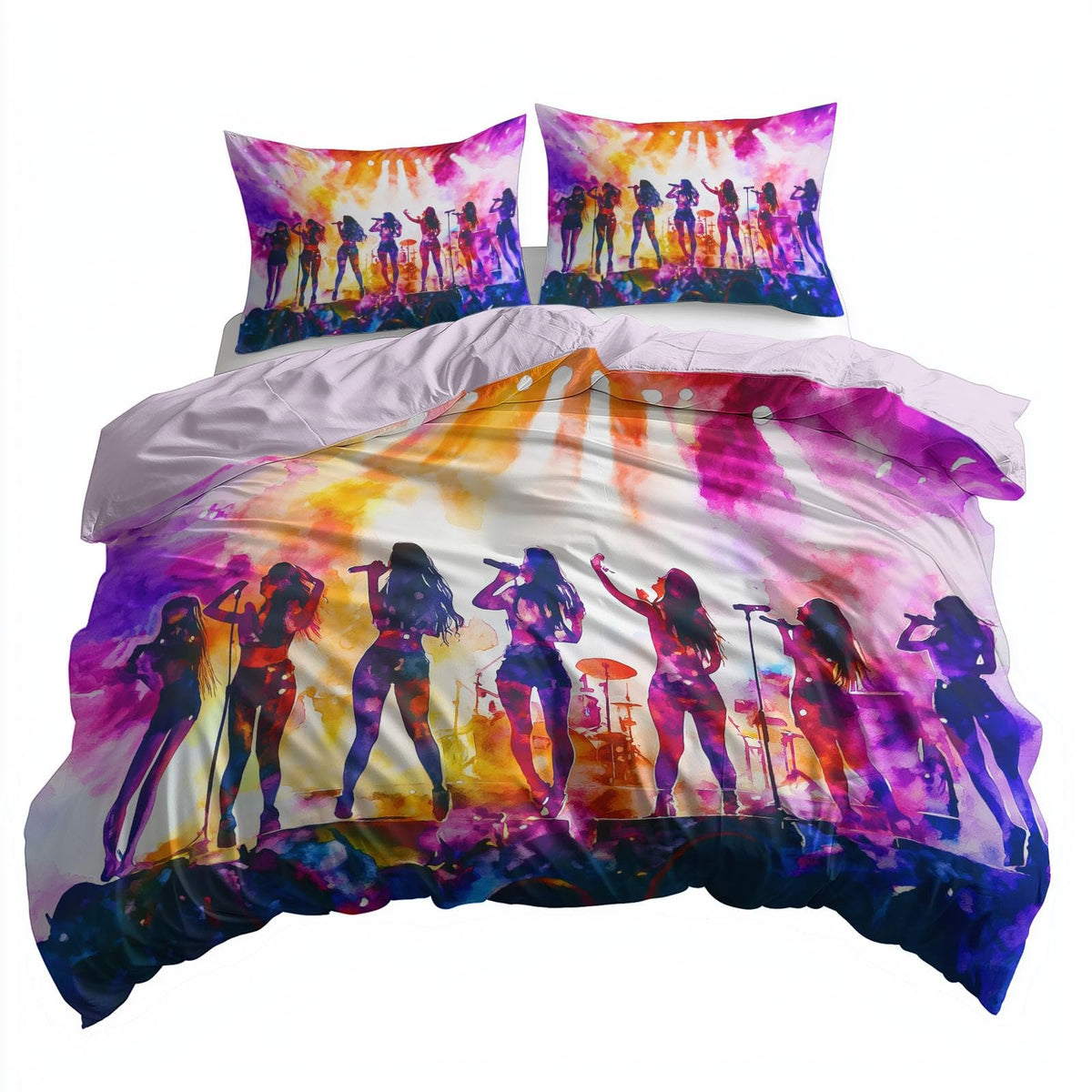 Queen Duvet Cover Set Pink, K-Pop Girl Group Bedding 3 Piece Set with Zipper Closure Breathable Cozy, 1 Duvet Cover 90 x 90 inches and 2 Pillow Shams