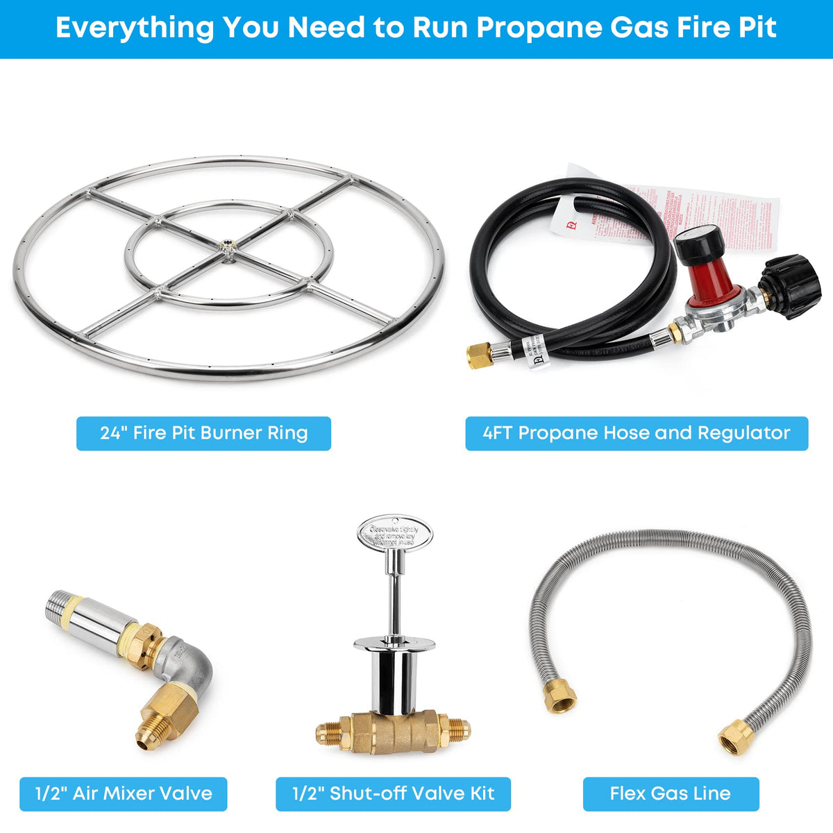 Stanbroil LP Propane Gas Fire Pit Stainless Steel Burner Ring Installation Kit, 24-inch