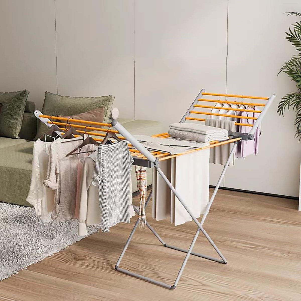 yariwiz (1 Pack) Heated Clothes Drying Rack, Folding Electric Clothes Rack, Collapsible Laundry Drying Rack, Free Standing Heating Garment Dryer Towel Rail Space Saving for Home Indoor Outdoor
