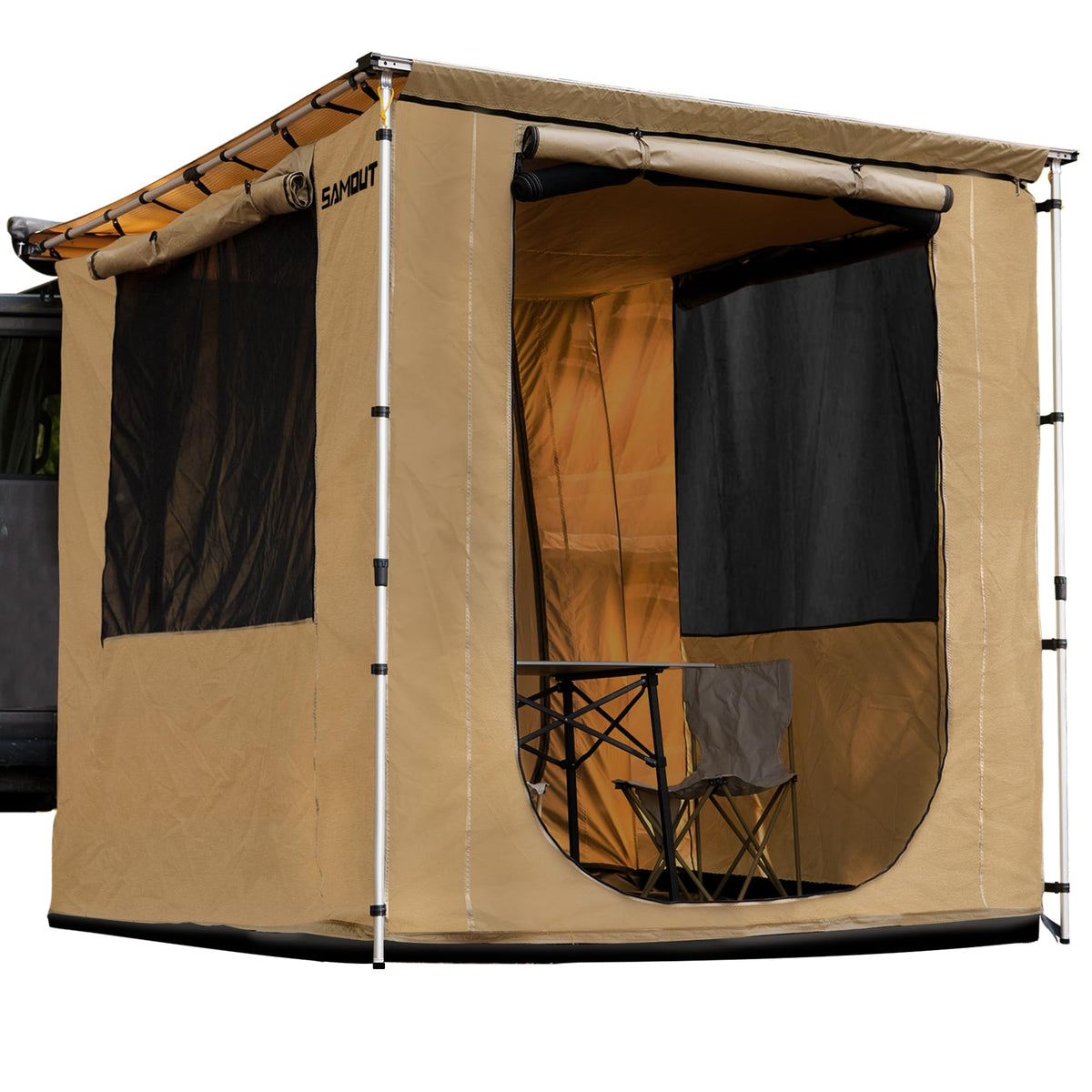 SAMOUT Vehicle Awning 8.2' x 10' Rip-Stop 420D Oxford Side Changing Room With PVC Floor, Waterproof & Wind Resistance, Easy Setup Design (Room Only)