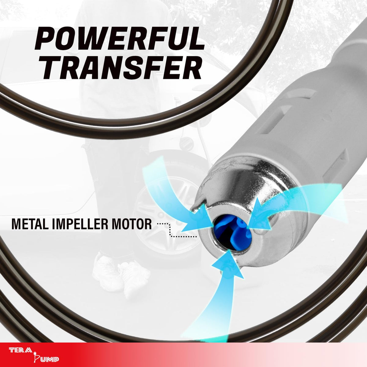2PK of TERA PUMP 5th Gen TRFA01 Fuel Transfer Pump with Auto-Stop for Overfill Protection (2.7 GPM) Includes a Universal Threaded Adapter, Long Hose, Nozzle Clip for E15, E85, Gas, Diesel & More