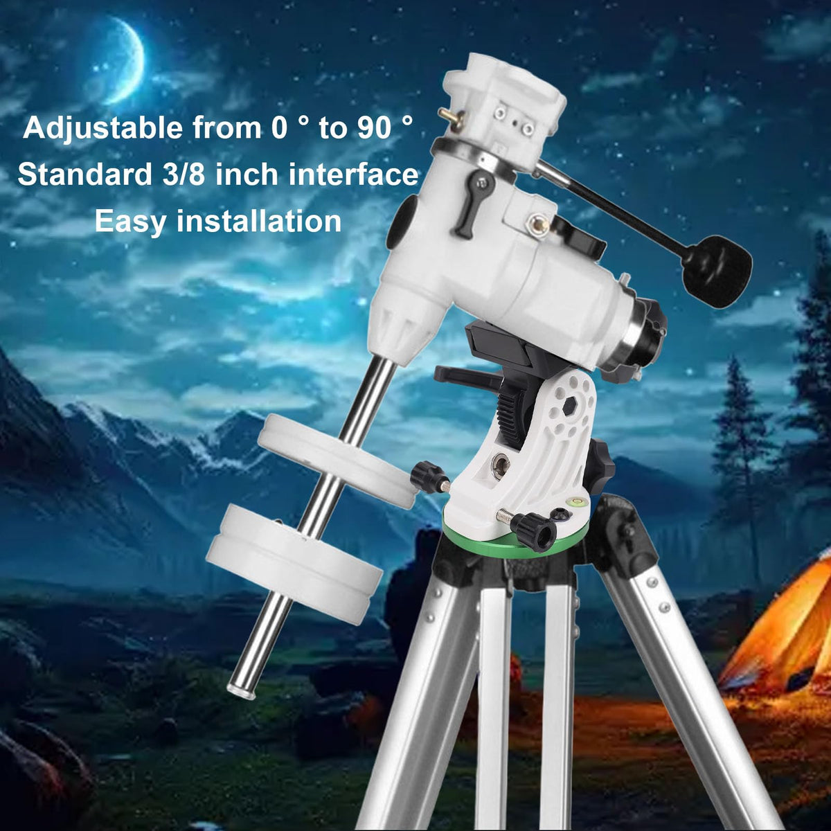 Sanpyl Telescope Mount, Latitude Adjustment Seat for SkyWatcher & Star Field, Aluminum Alloy Equatorial Wedge Instrument Latitude Base, Telescope Accessory (Green and White)