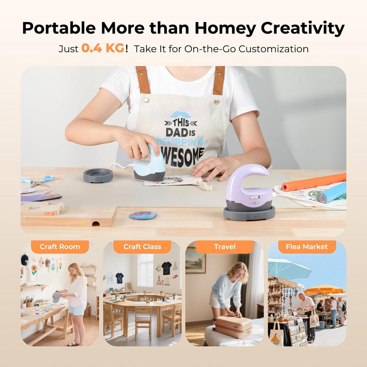 HTVRONT Auto Tumbler Heat Press Machine White + Heat Press H1 Mini Heat Press Machine Bubble Blue