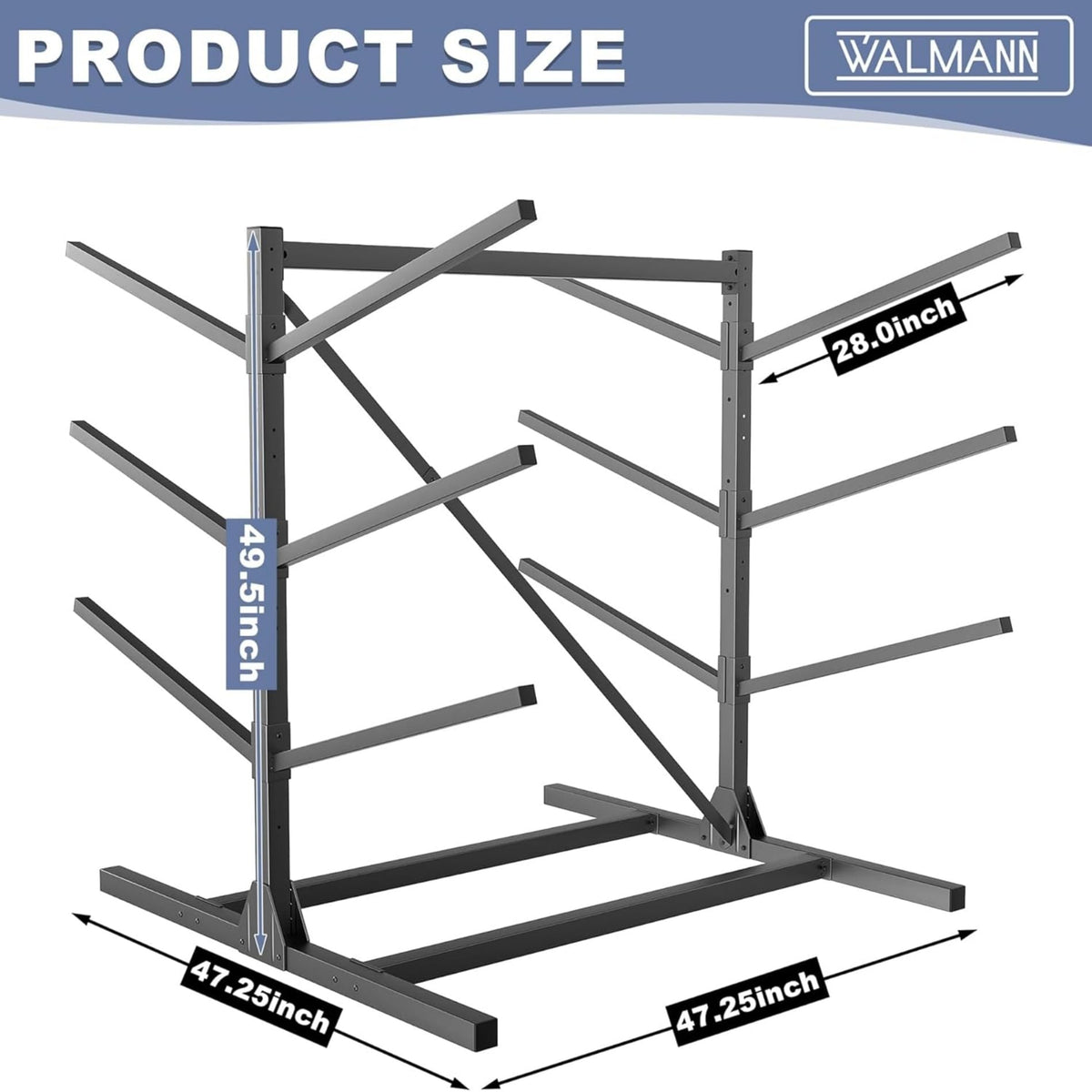 WALMANN Garage Kayak Rack, Heavy-Duty 6-Tier Adjustable Freestanding Kayak Stand Metal Kayak Storage Rack