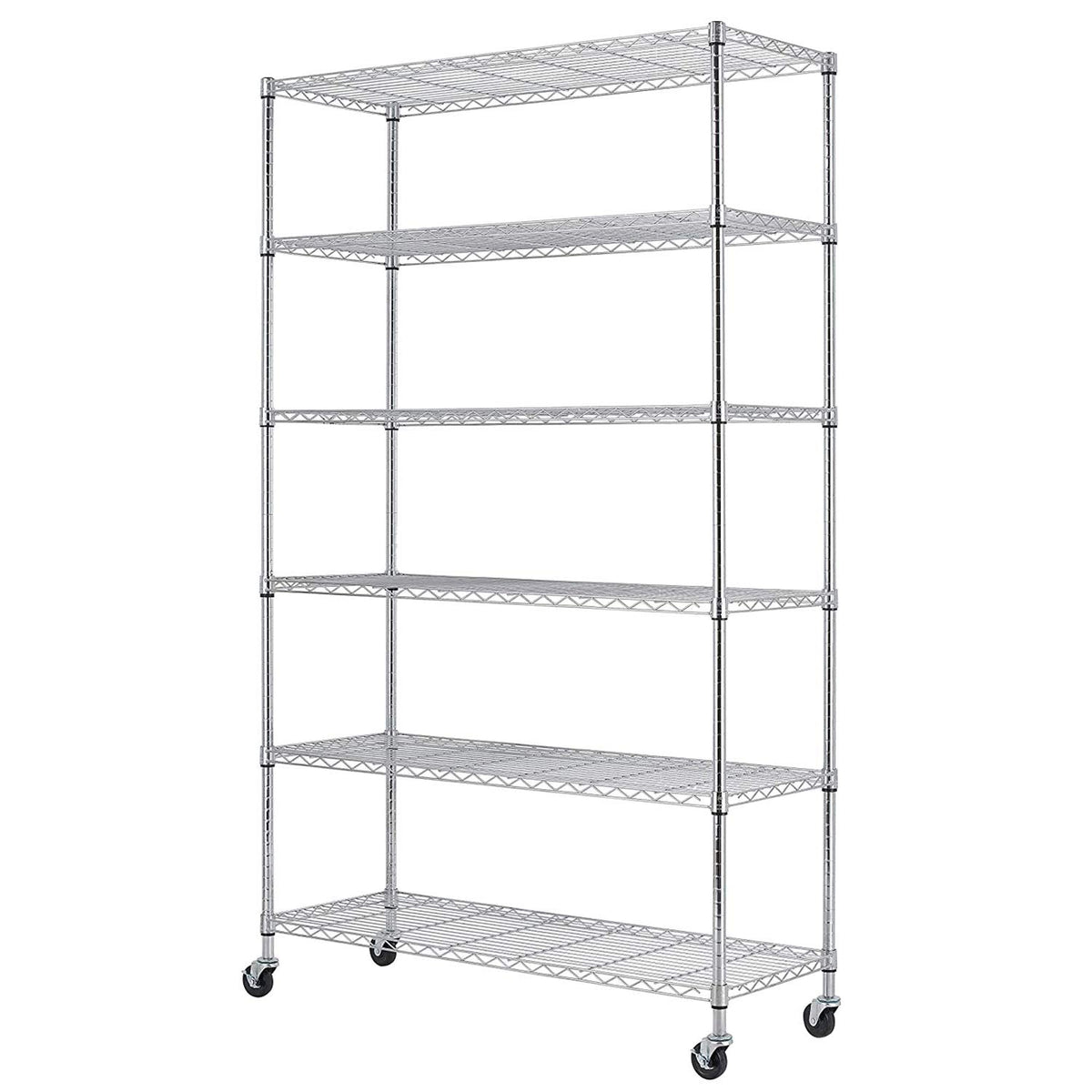 BestMassage 82"x45"x18" 6 Tire Wire Shelving Unit NSF Storage Shelves Large Heavy Duty Metal Shelf Organizer Height Adjustable Commercial Grade Steel Rack 2100 LBS Capacity with Wheels (Chrome)