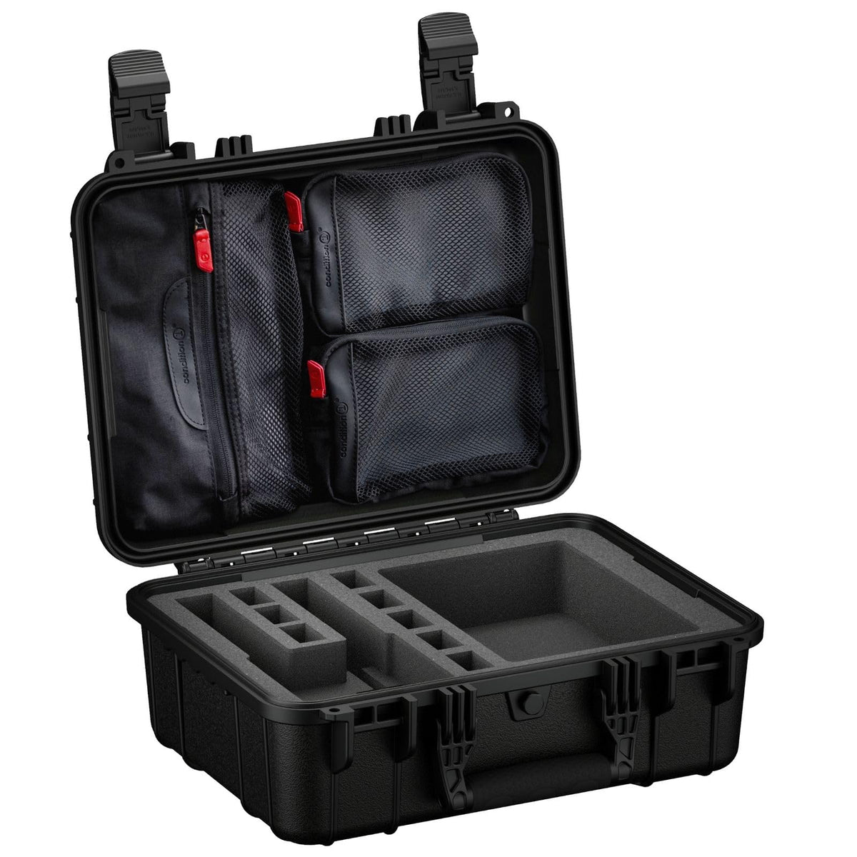 Condition 1 16" 2 Pistol Case, Model 179, Heavy Duty Waterproof Hard Gun Case with 8 Slot Mag with Pre-Cut Foam, 16" x 13" x 6.86"