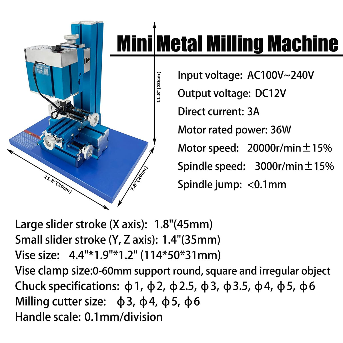 INTBUYING AC100V-240V Mini Meta Milling Machine 36W Small and Micro Drilling and Milling Machine for DIY and School